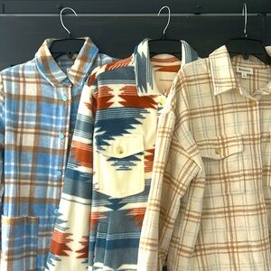 Flannel bundle! 3 flannel shirts, 2 XS and one size Small.